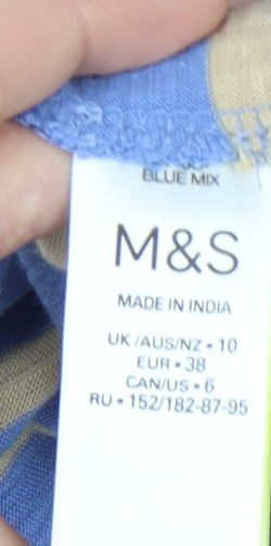 Marks & Spencer Women's Blue Striped T-Shirt Size 10