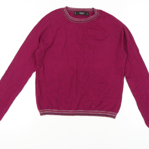 Mango Women's Pink Pullover Jumper - Size 10