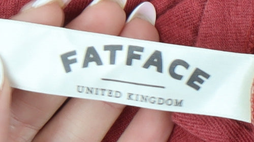 FatFace Women's Red Linen T-Shirt, Size 6, Casual Scoop Neck