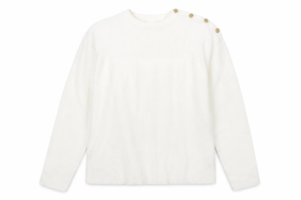 Front view of Marks & Spencer Ivory Women's L Crew Neck Jumper