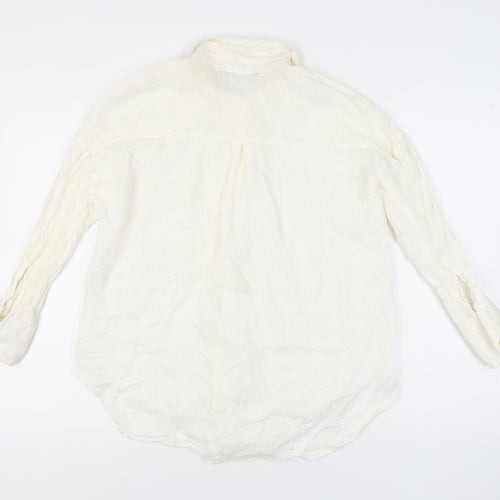 Zara Women's Ivory Linen Button-Up Shirt