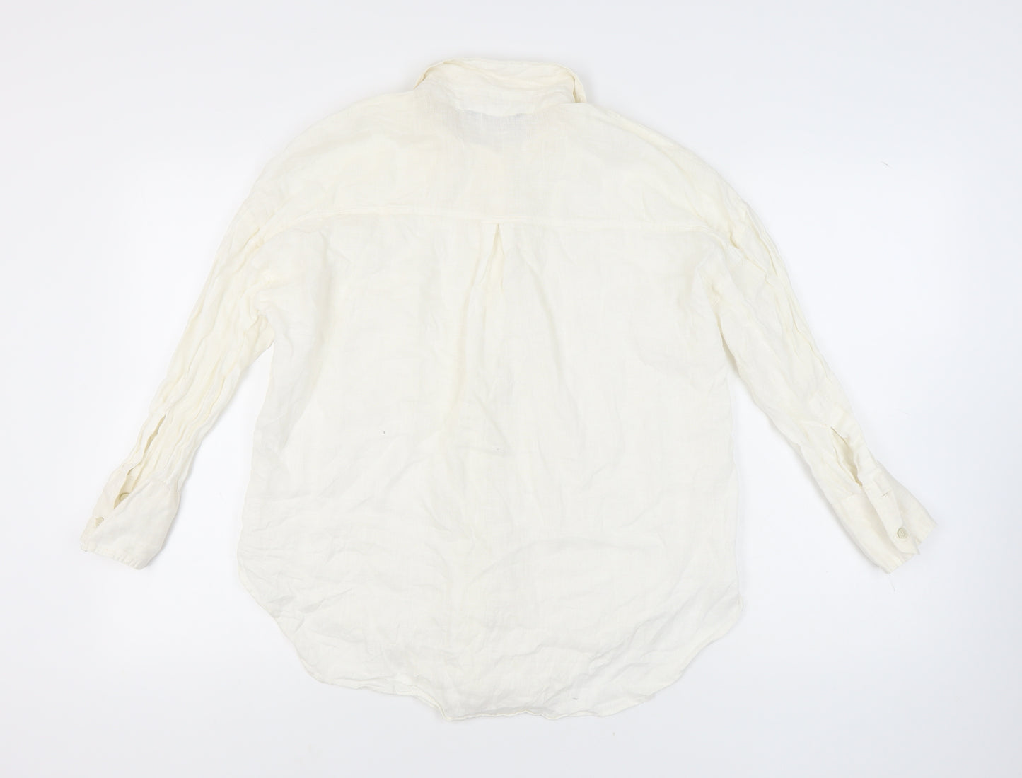 Zara Women's Ivory Linen Button-Up Shirt