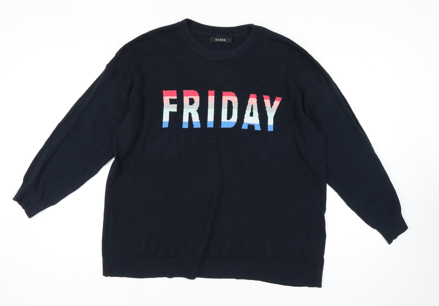 Evans Women's Black Plus Size Pullover Jumper 22/24