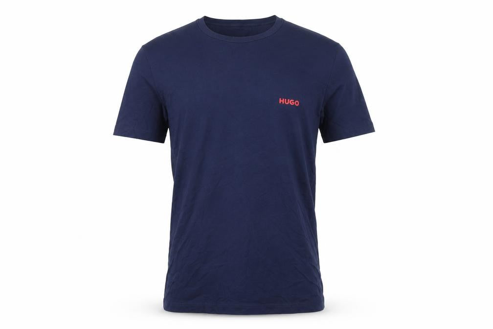 Front view of HUGO Men's Blue Crew Neck T-Shirt - Small