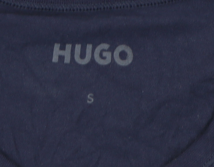 HUGO Men's Blue Crew Neck T-Shirt - Small