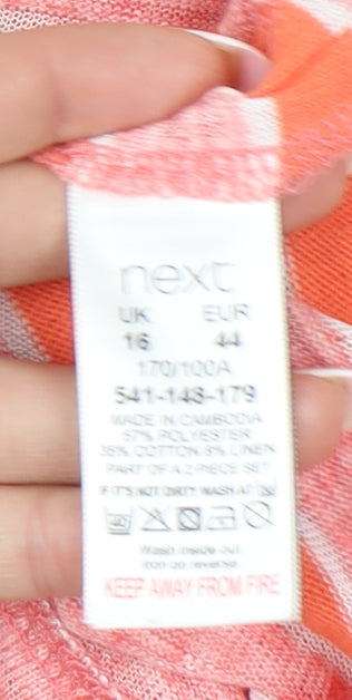 Next Women's Multicoloured Striped Long Sleeve Top - Size 16