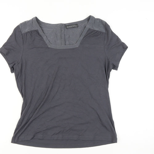 Alex & Co. Women's Grey Square Neck T-Shirt, Size 14