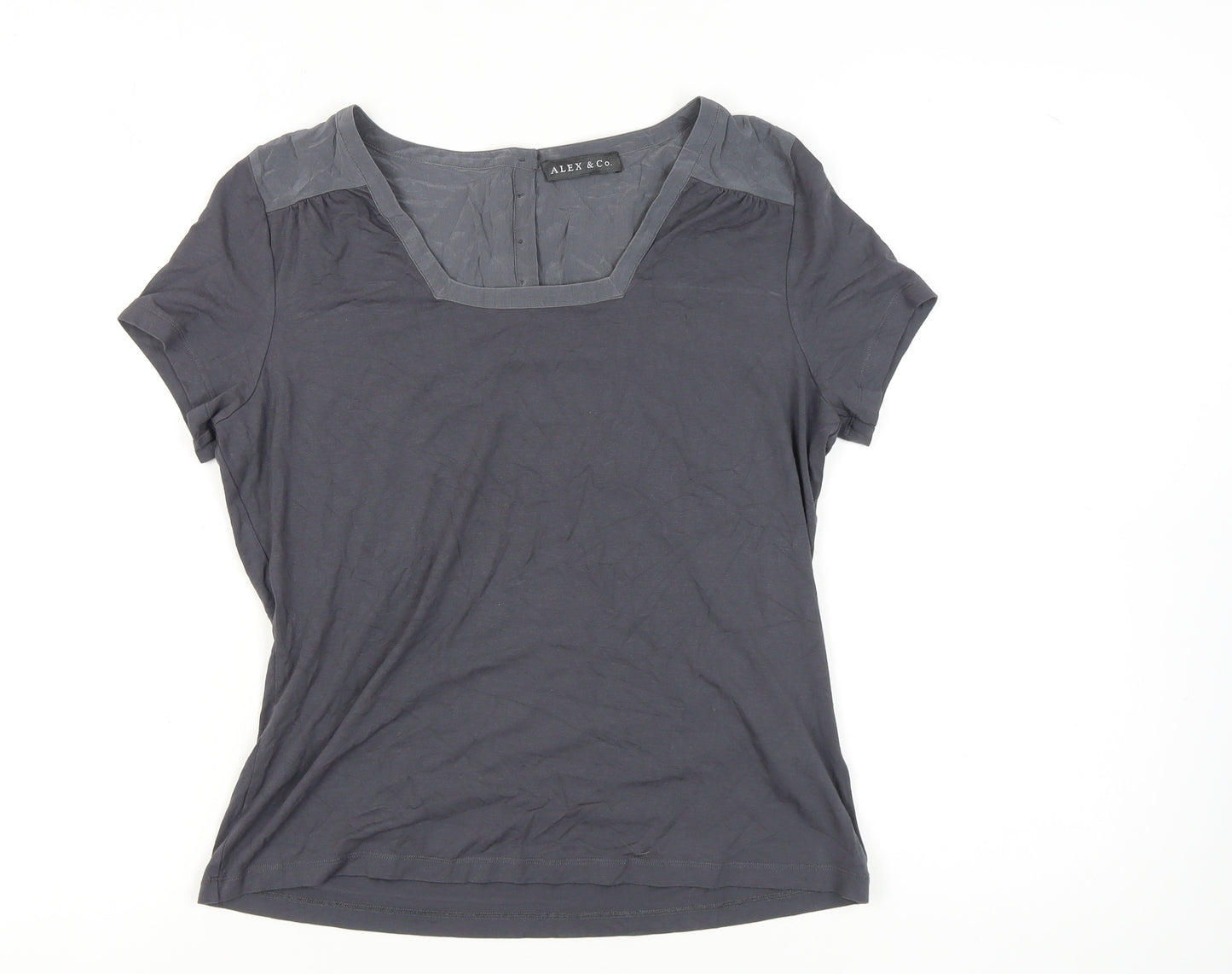 Alex & Co. Women's Grey Square Neck T-Shirt, Size 14