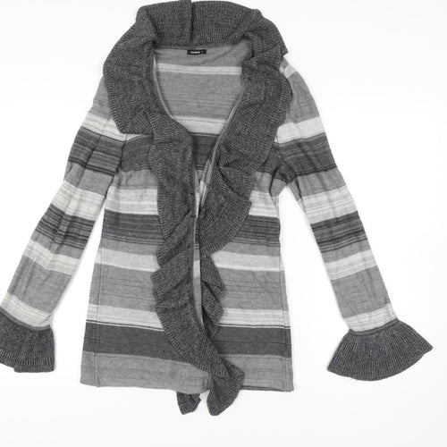 Roman Women's Grey Striped Cardigan Jumper, Size 16