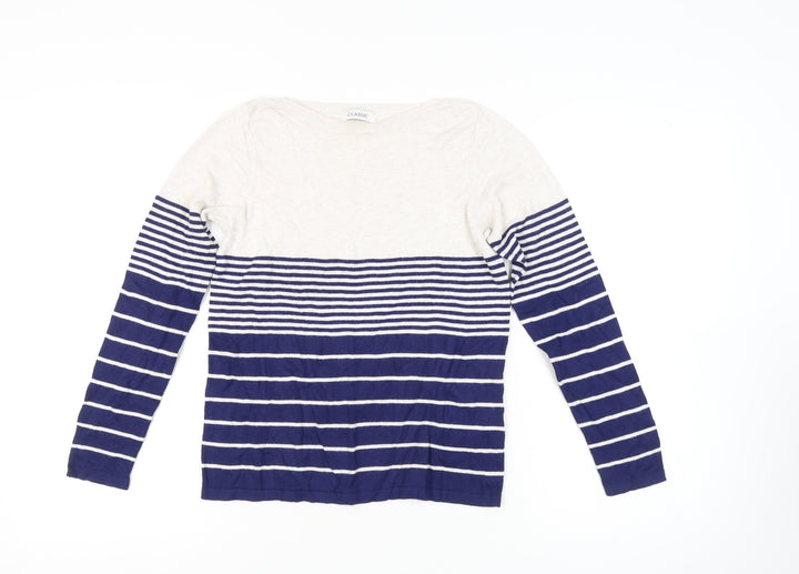 Marks and Spencer Women's Navy Striped Pullover Jumper