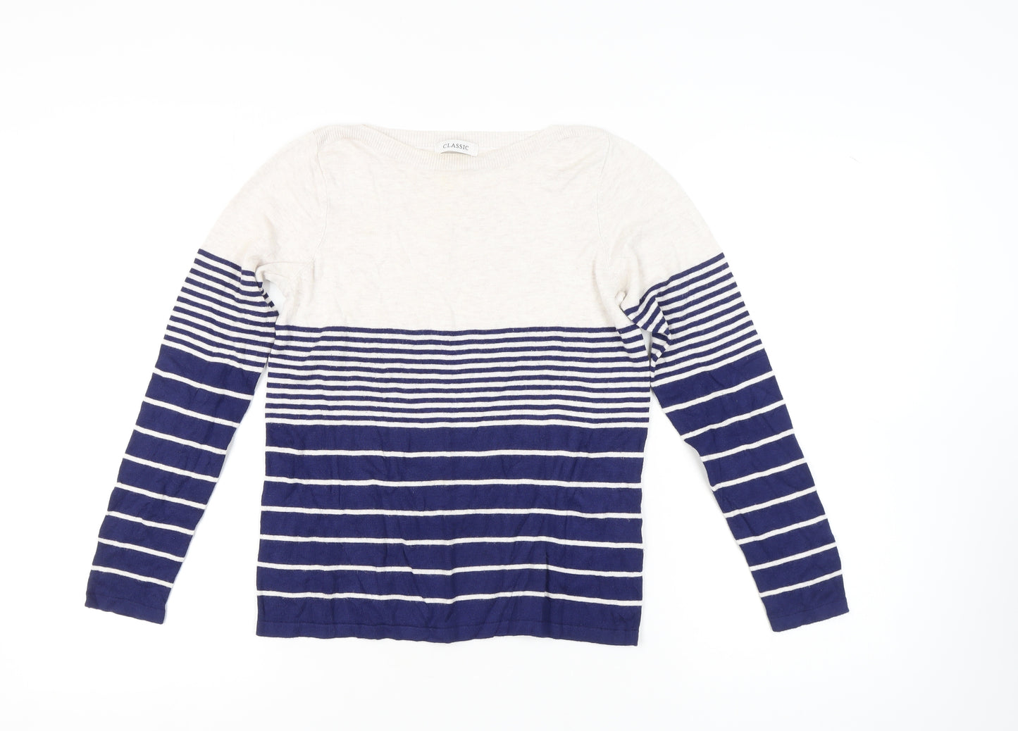 Marks and Spencer Women's Navy Striped Pullover Jumper