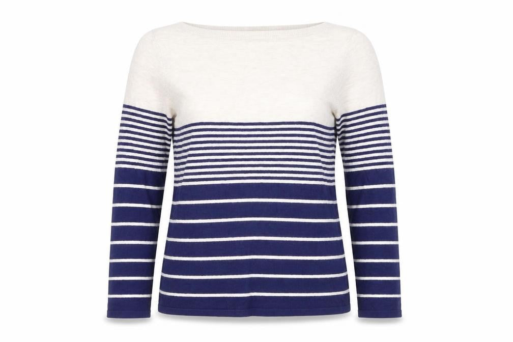 Front view of Marks & Spencer Women's Navy Striped jumper