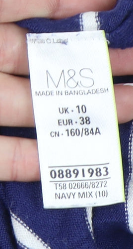 Marks and Spencer Women's Navy Striped Pullover Jumper