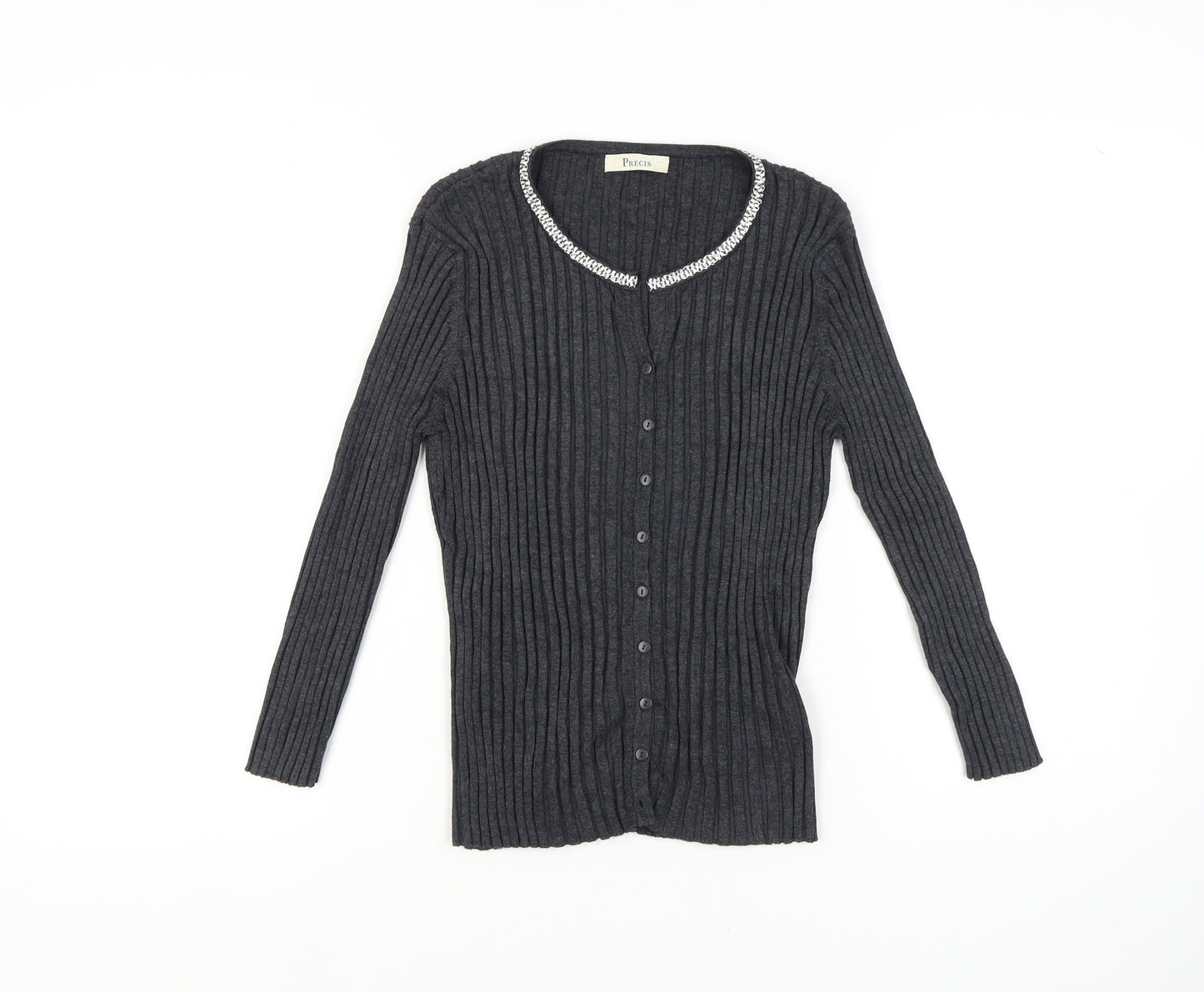 Precis Women's Grey Cardigan L Knit Long Sleeve