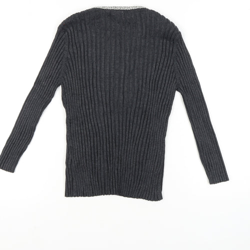 Precis Women's Grey Cardigan L Knit Long Sleeve