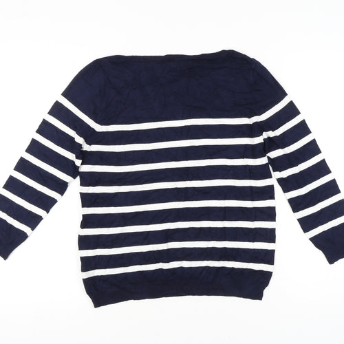 Jasper Conran Women's Blue Striped Pullover Jumper Size 14