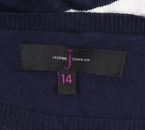 Jasper Conran Women's Blue Striped Pullover Jumper Size 14