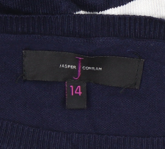 Jasper Conran Women's Blue Striped Pullover Jumper Size 14