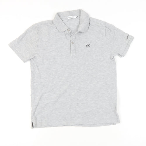 Calvin Klein Boys Grey Polo Shirt, Size 14, Short Sleeve