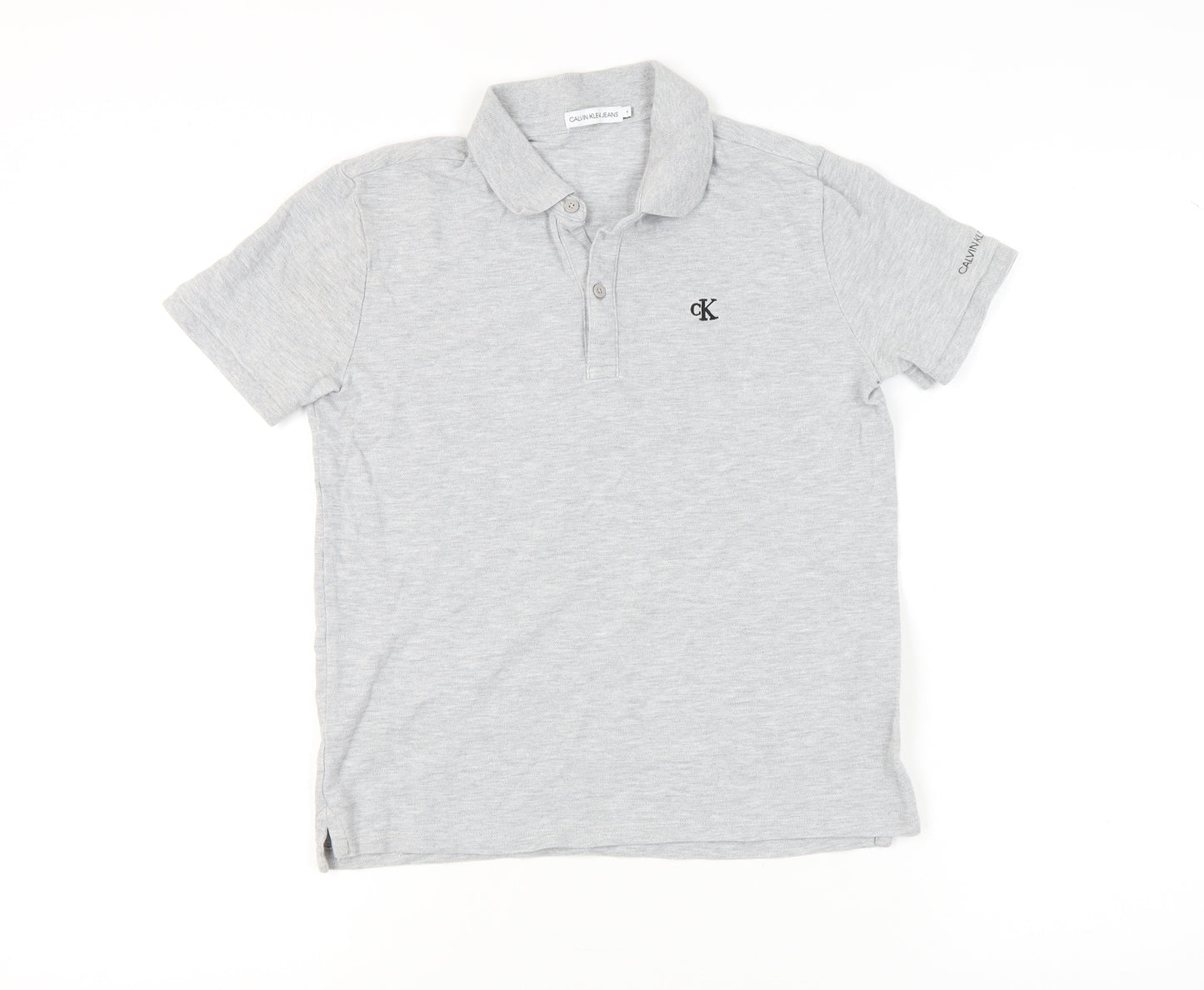 Calvin Klein Boys Grey Polo Shirt, Size 14, Short Sleeve