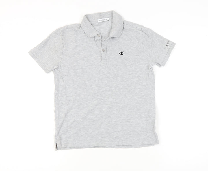 Calvin Klein Boys Grey Polo Shirt, Size 14, Short Sleeve