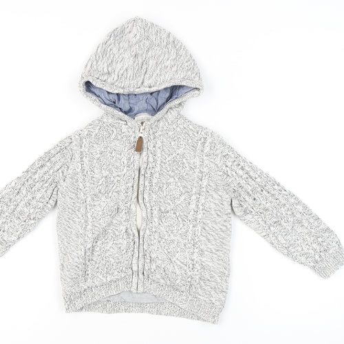 Next Girls Grey Hooded Full Zip Jumper 4-5 Years