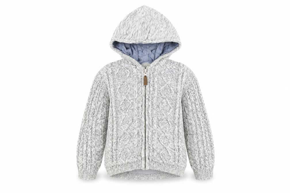 Front view of Next girls’ grey hooded full zip jumper 4-5 years