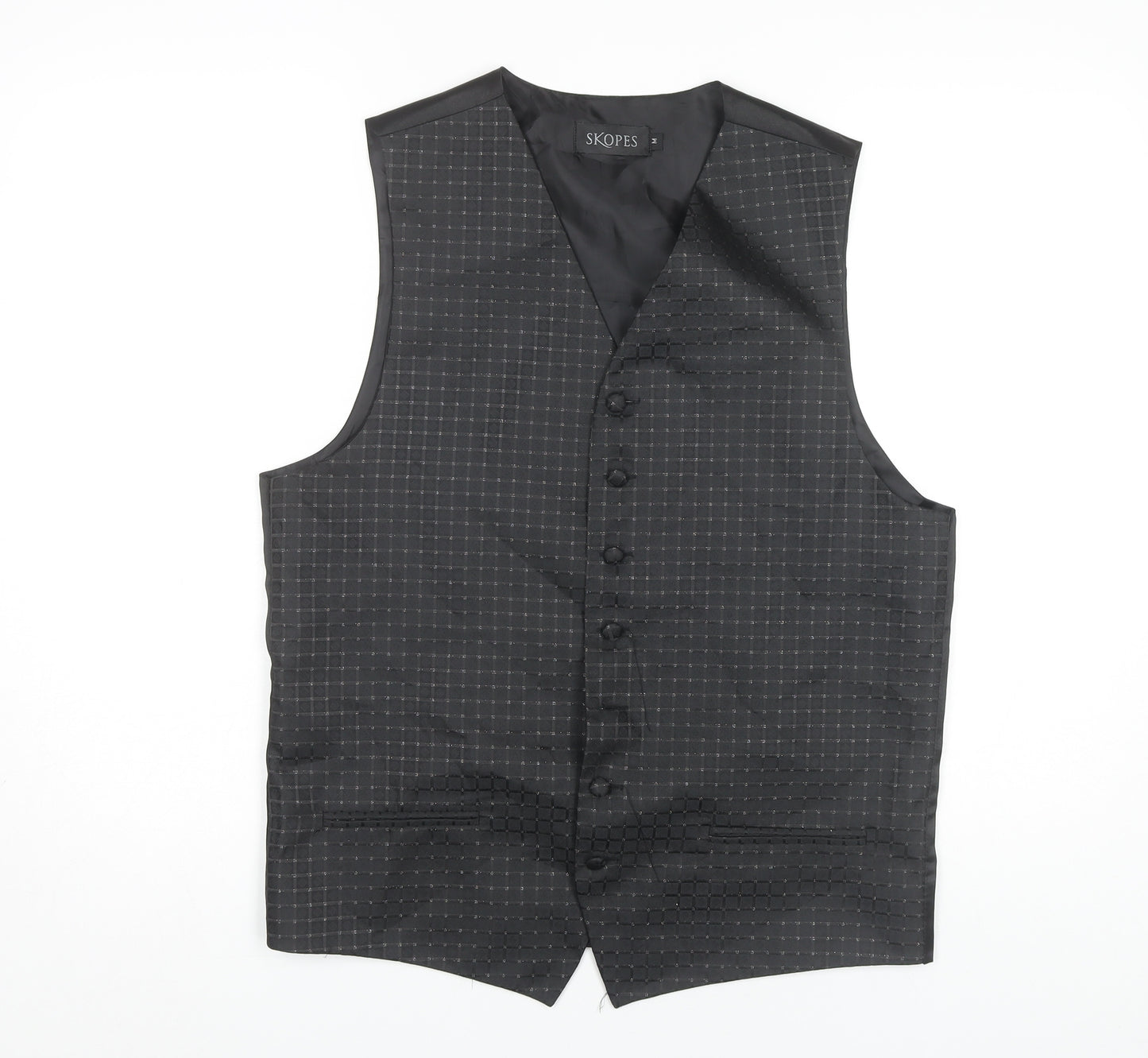 Skopes Men's Black Check Waistcoat M Formal