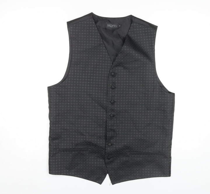 Skopes Men's Black Check Waistcoat M Formal