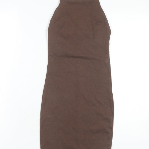 H&M Women's Brown Bodycon Halter Dress - Size S