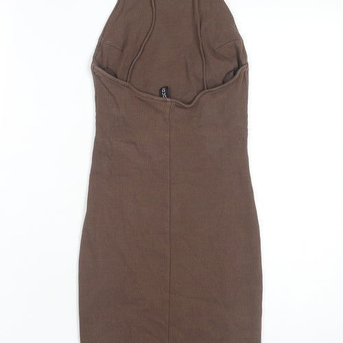 H&M Women's Brown Bodycon Halter Dress - Size S