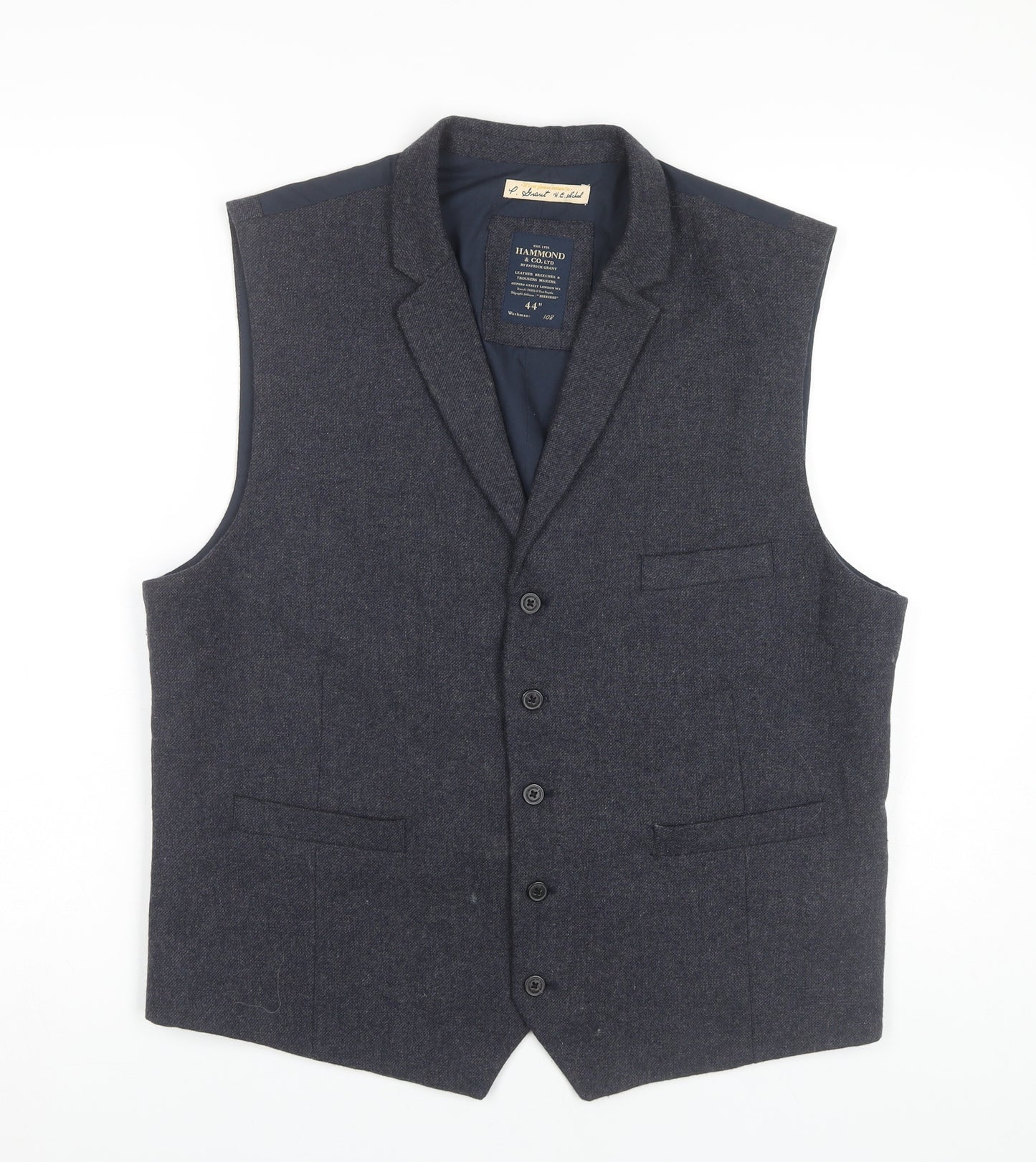Hammond & Co. Men's Blue Wool Waistcoat Size 44