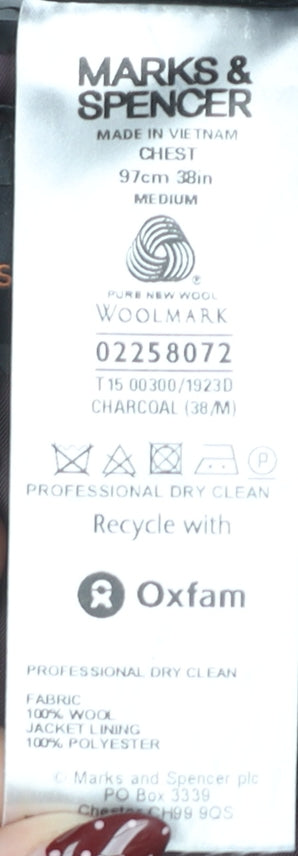 Marks and Spencer Men's Grey Blazer 38R Wool Jacket