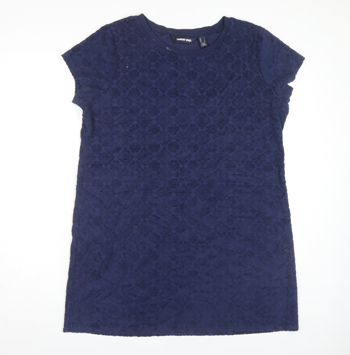 Land's End Blue Women's Dress L Short Sleeve Knit