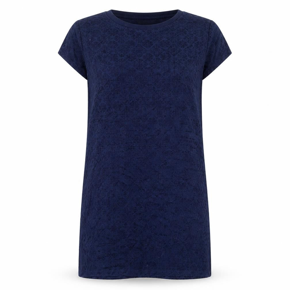 Front view of Land's End Blue Women's Dress L Short Sleeve Knit