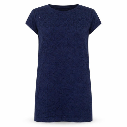 Front view of Land's End Blue Women's Dress L Short Sleeve Knit