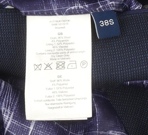 T.M. Lewin Men's Blue Slim Fit Blazer, Size 38S