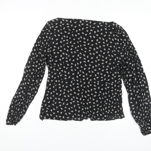 Oasis Women's Black Floral Blouse, Size 16