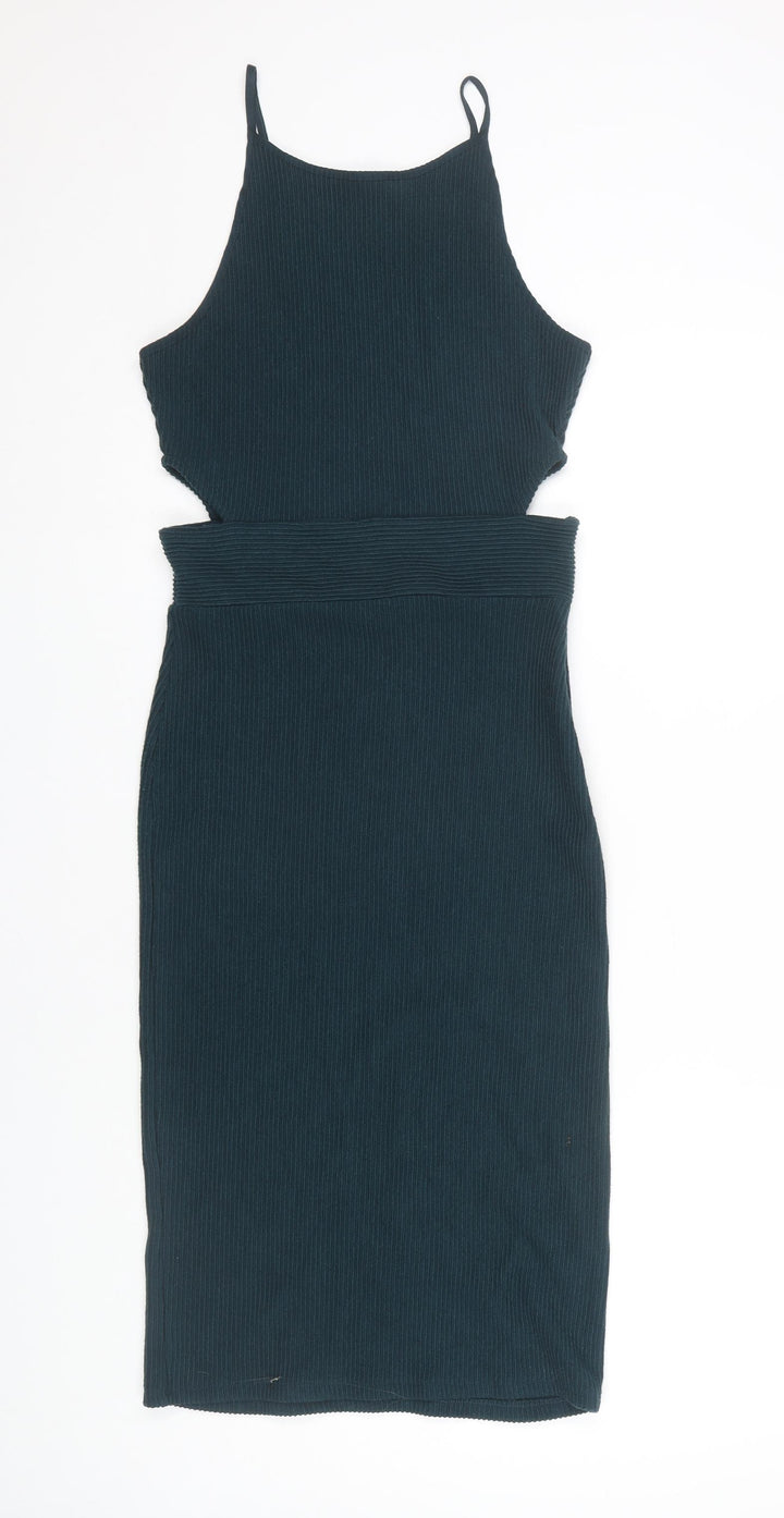 Topshop Women's Green Sleeveless Dress UK 10