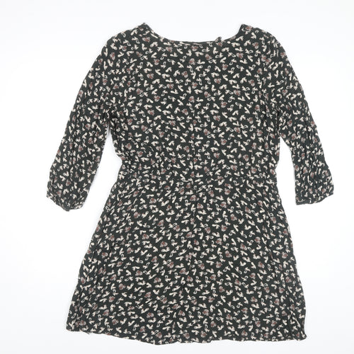Marks and Spencer Women's Black Floral Dress Size 14