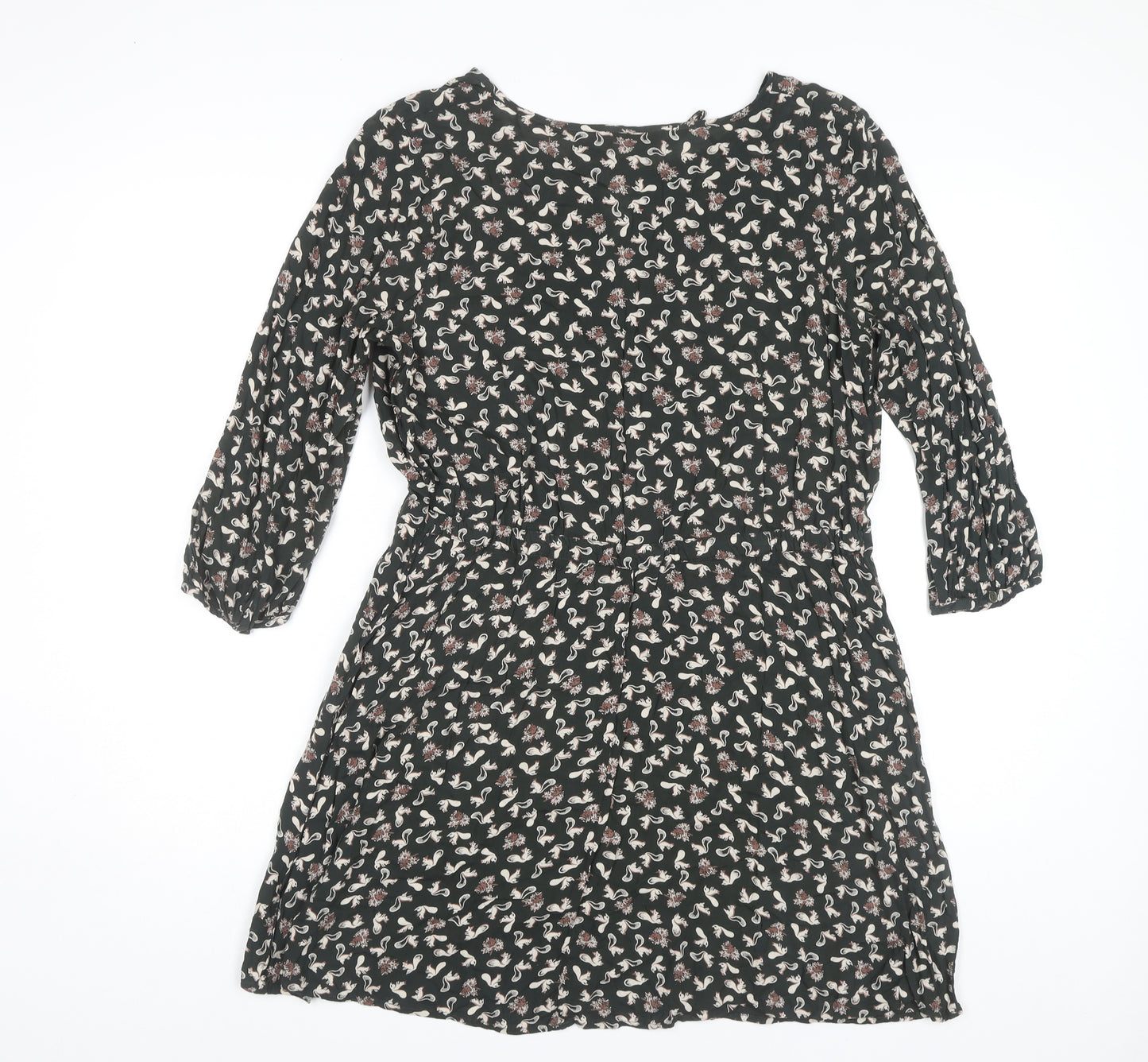 Marks and Spencer Women's Black Floral Dress Size 14