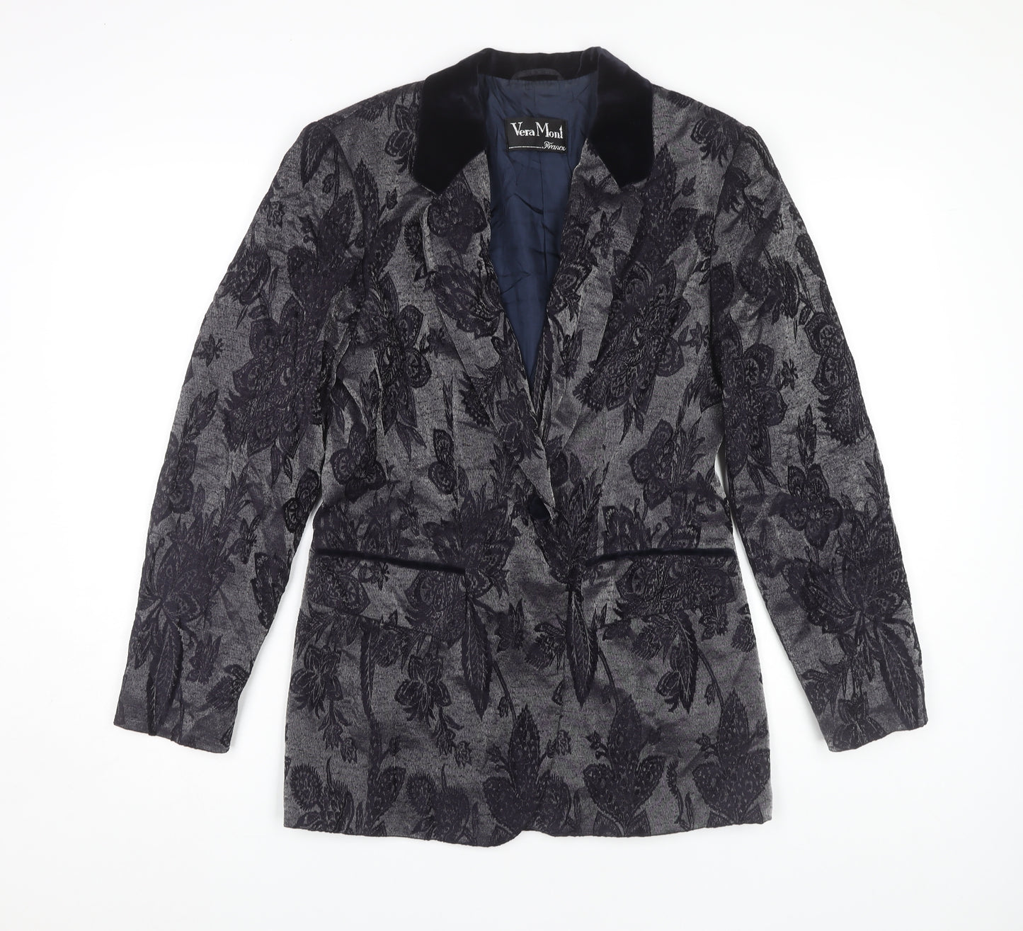 Vera Mont Women's Black Floral Blazer Size 10