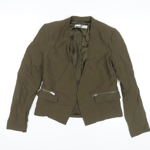 MNG Women's Green Blazer XS Viscose Zipped Pockets
