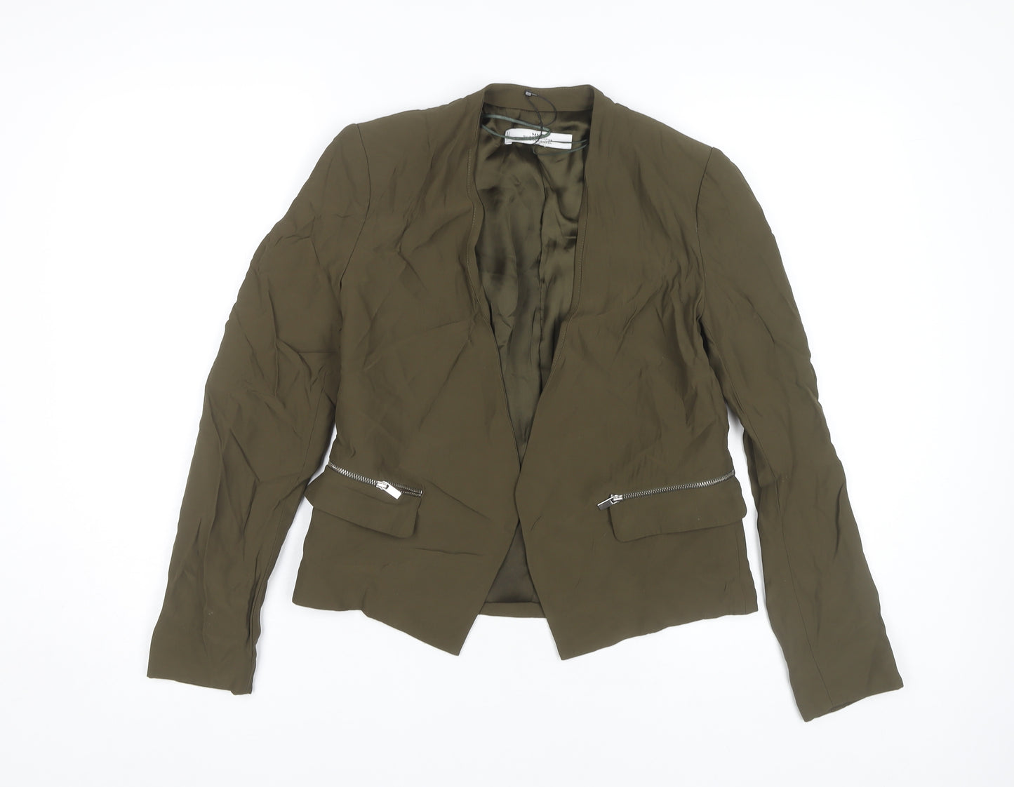 MNG Women's Green Blazer XS Viscose Zipped Pockets