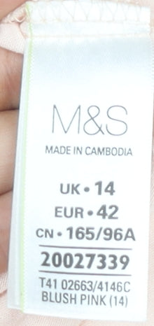 Marks and Spencer Women's Pink Wrap Blouse Size 14