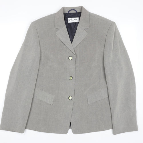 MARCONA Women's Grey Blazer, Size 12, Button Closure