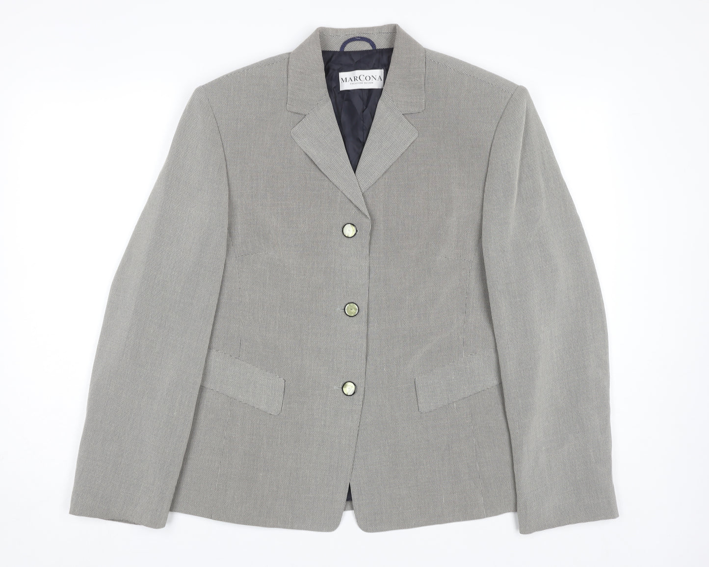 MARCONA Women's Grey Blazer, Size 12, Button Closure