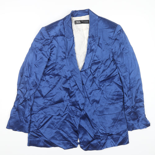 Zara Women's Blue Blazer Size 14 Viscose Lined