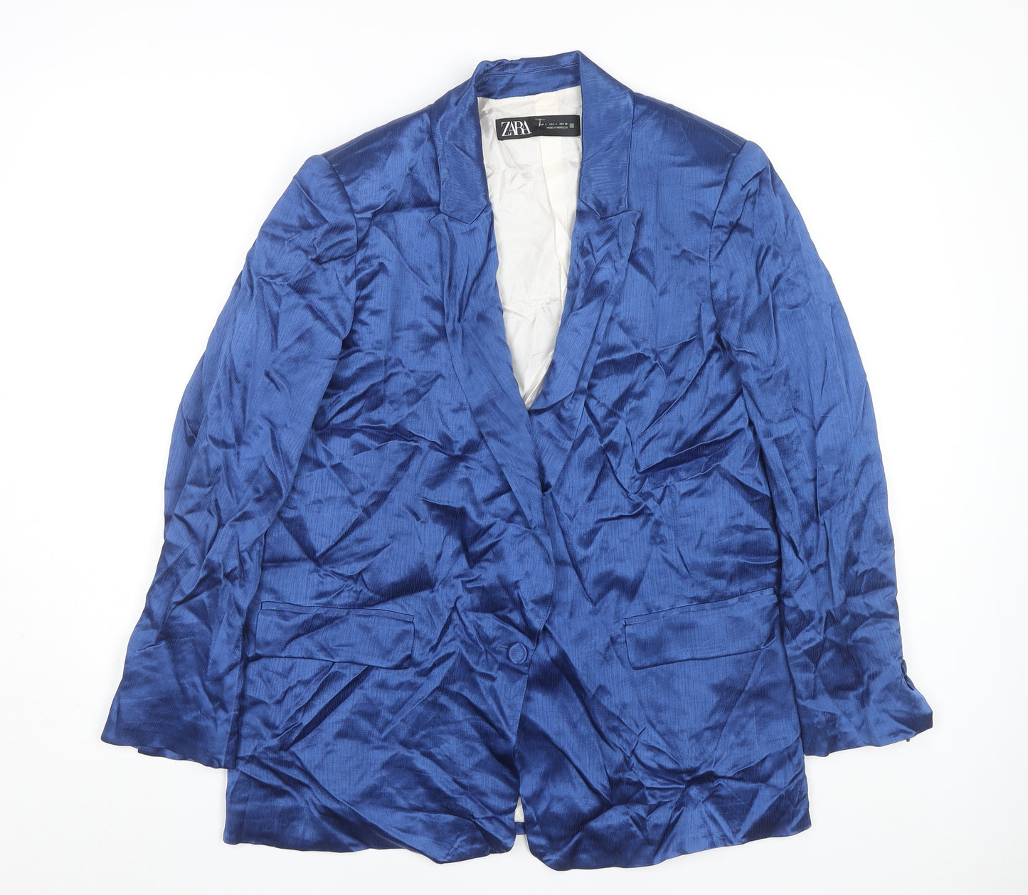 Zara Women's Blue Blazer Size 14 Viscose Lined