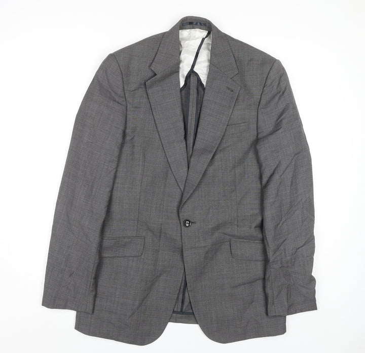 Reiss Men's Grey Check Wool Suit Jacket 38 Chest
